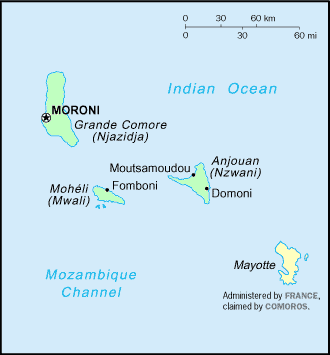 Carte des Comores.