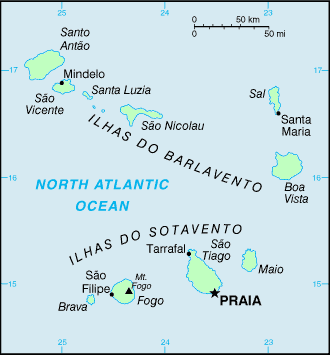 Carte des îles du Cap-Vert.