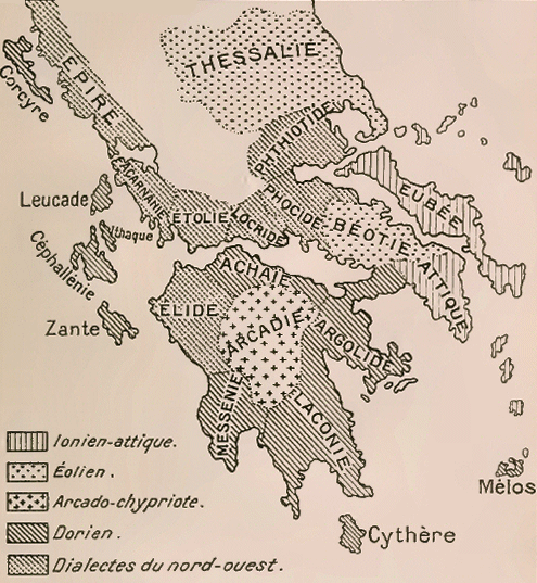 Les dialectes grecs de la Grèce continentale (Hellade)..