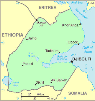 Carte de Djibouti.