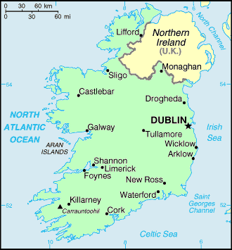 Carte de l'Irlande.