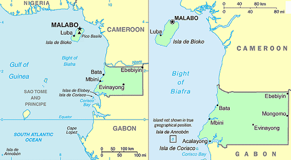 Carte de la Guinée Equatoriale.