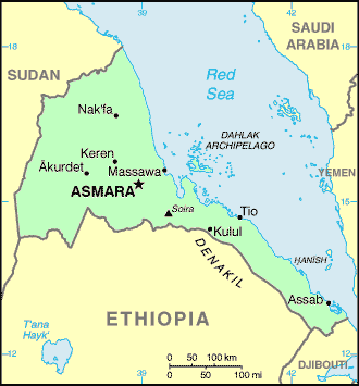 Carte de l'Erythrée.