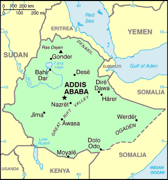 Carte de l'Ethiopie.