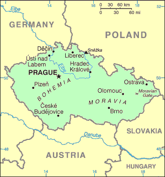 Carte de la République Tchèque.