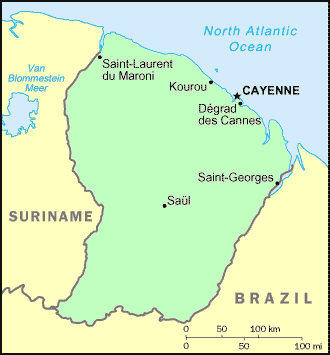 Carte de la Guyane française.
