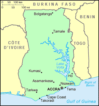 Carte du Ghana.