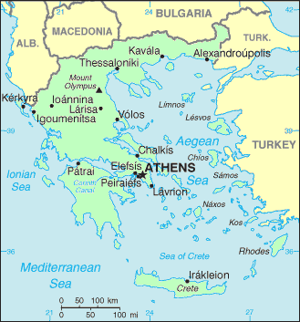 Carte de la Grèce.