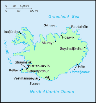 Carte de l'Islande.