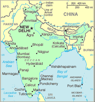 Carte de l'Inde.