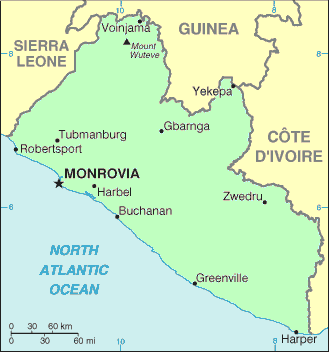 Carte du Liberia.