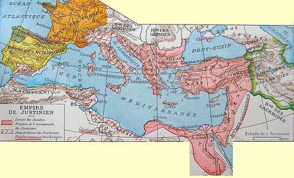 Carte de l'Empire de Justinien.