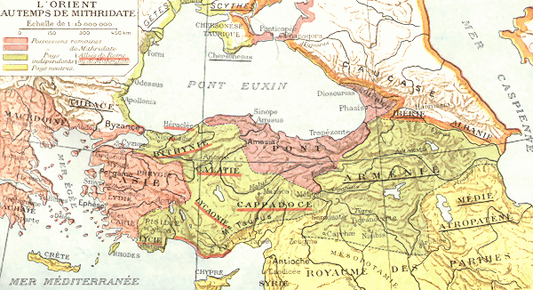 Carte de l'Orient au temps de Mithridate.