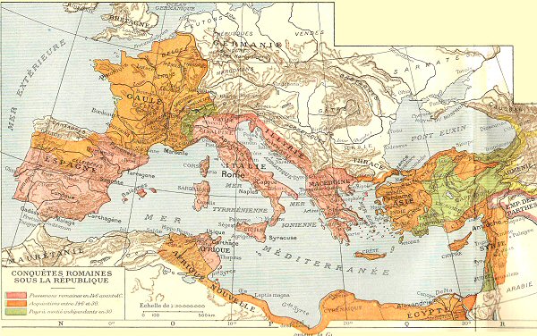 Carte des conquêtes de la république romaine.