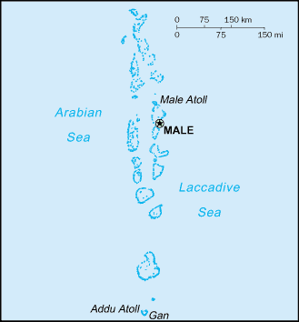 Carte des Maldives.
