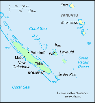 Carte de la Nouvelle-Calédonie.