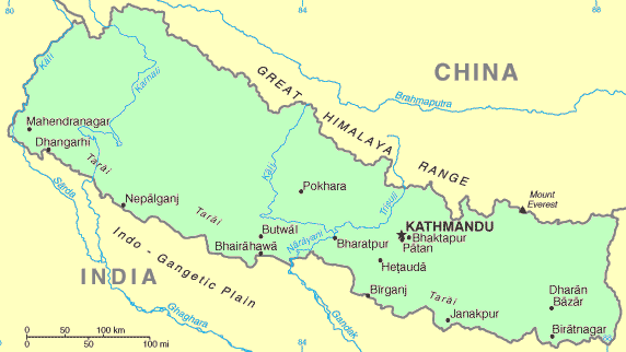 Carte du Népal.