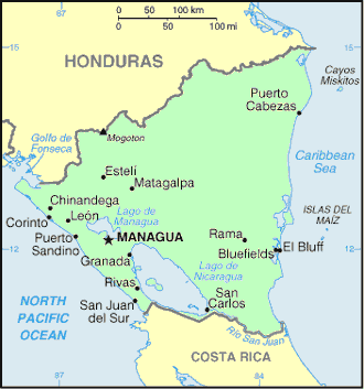 Carte du Nicaragua.