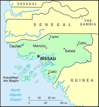 Carte de la Guinée Bissau.