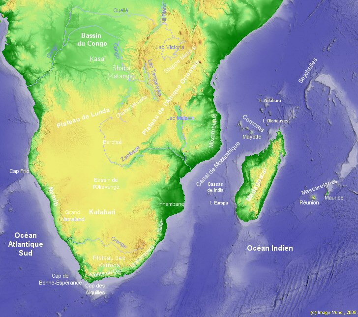 Carte de l'Afrique méridionale