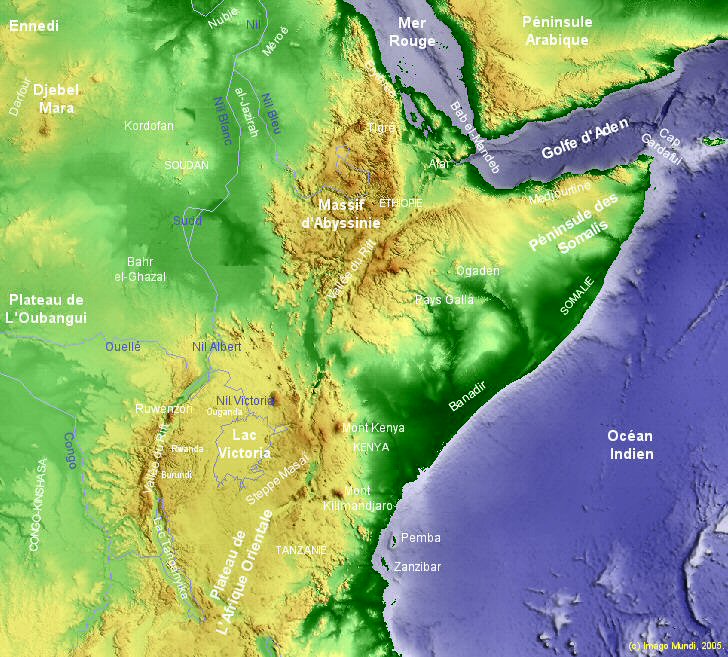 Carte  de l'Afrique de l'Est