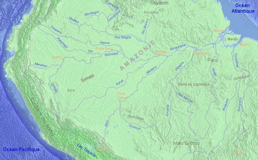 Carte de l'Amazone.