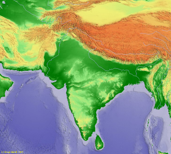 Carte de l'Asie du Sud