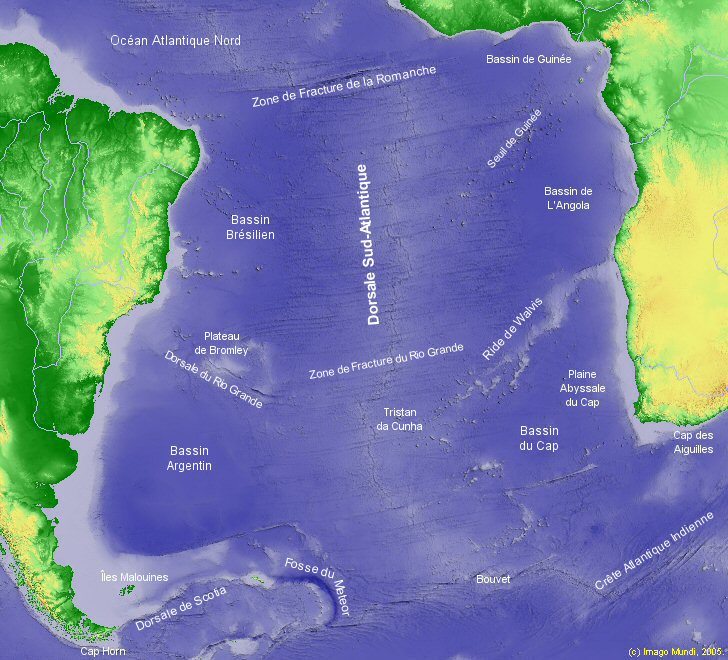 Carte de l'Océan Atlantique Sud