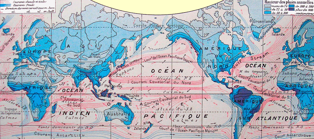 Carte de des courants marins.