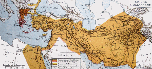 Carte de l'Empire d'Alexandre le Grand.