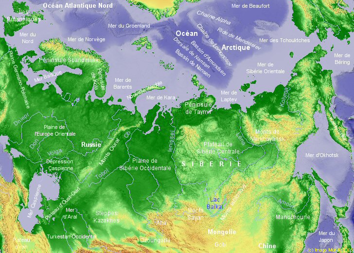 Carte de l'Eurasie du Nord