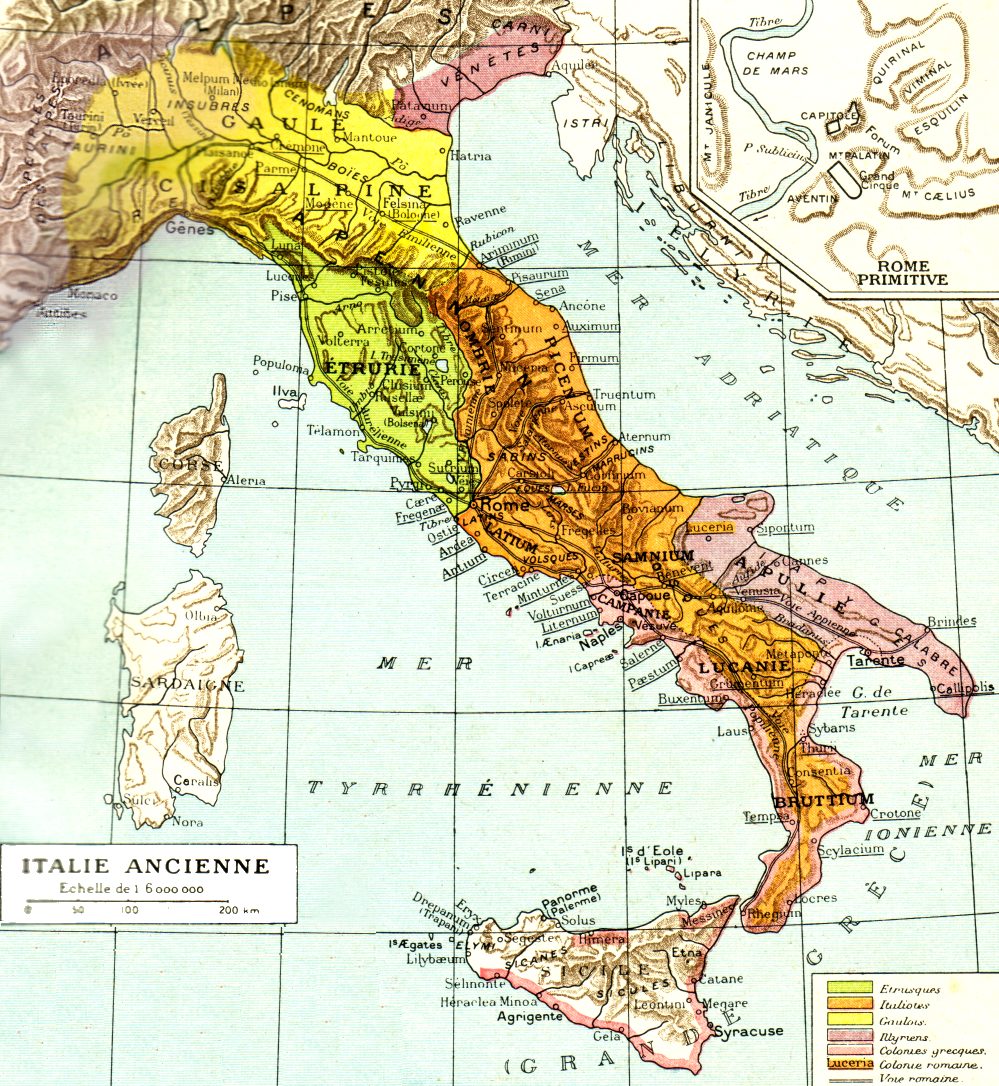 Carte de la l'Italie ancienne.
