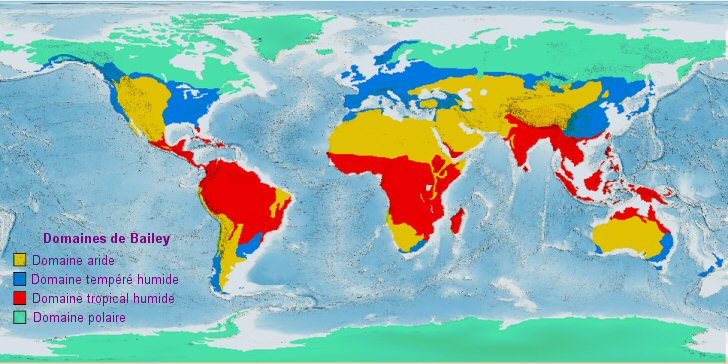 Carte des grands domaines climatiques dans le monde