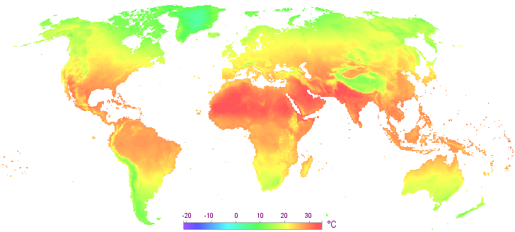 Carte des températures en juin dans le monde.