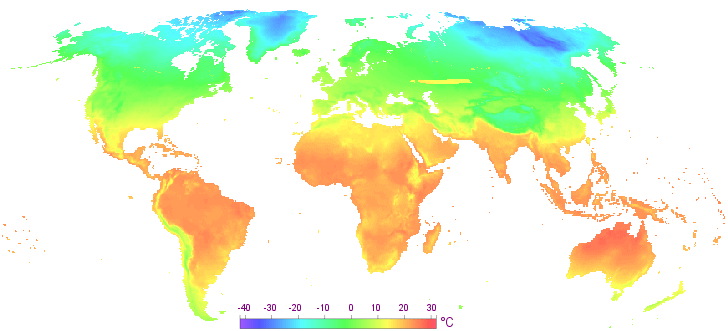 Carte des températures en novembre dans le monde.