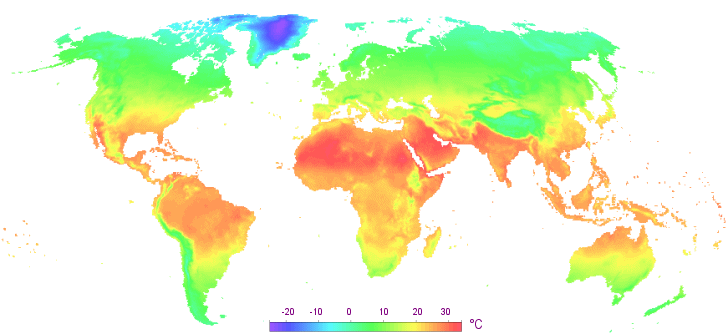 Carte des températures en septembre dans le monde.