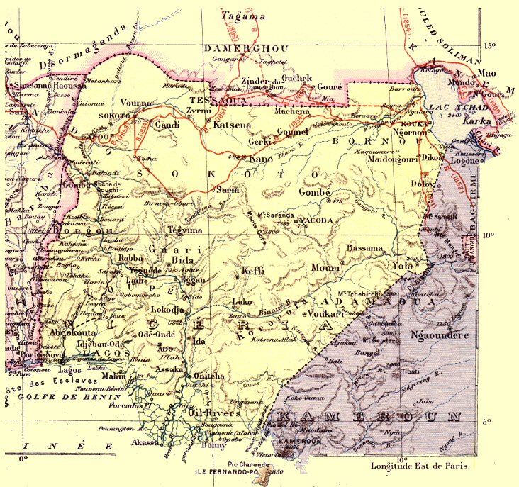 Carte du Nigéria vers 1900.