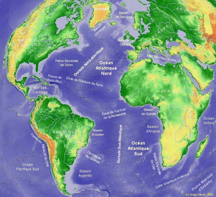 Carte de l'Océan Atlantique