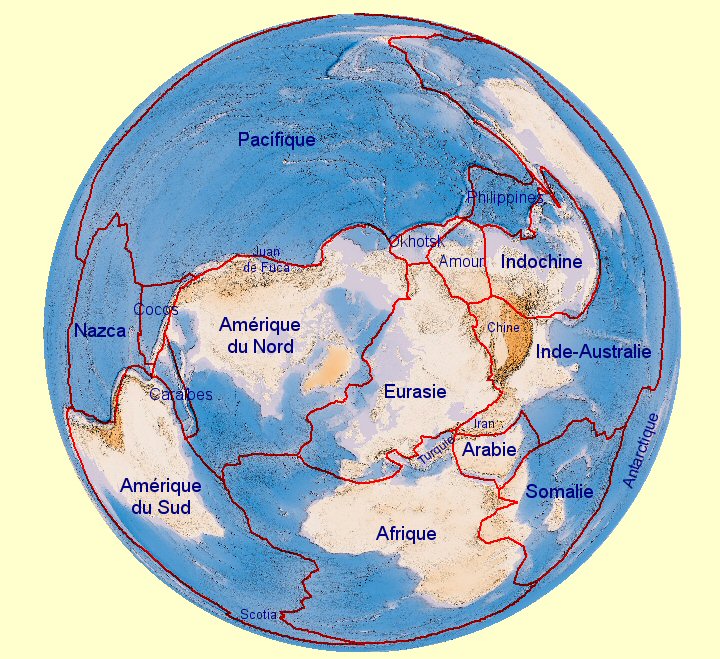 Carte des principales plaques tectoniques