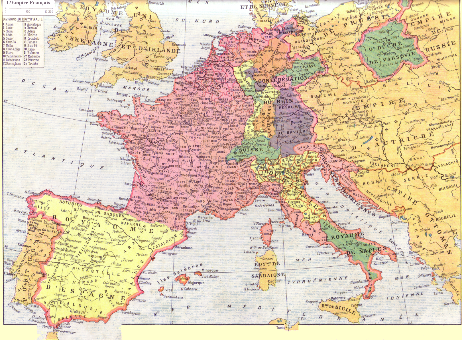 Carte de l'Empire de Napoléon à son apogée.