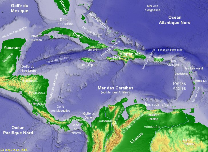 Carte de la Région Caraïbe