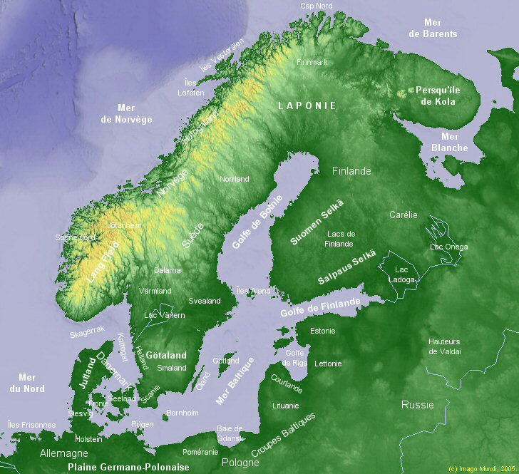 Carte de la Scandinavie