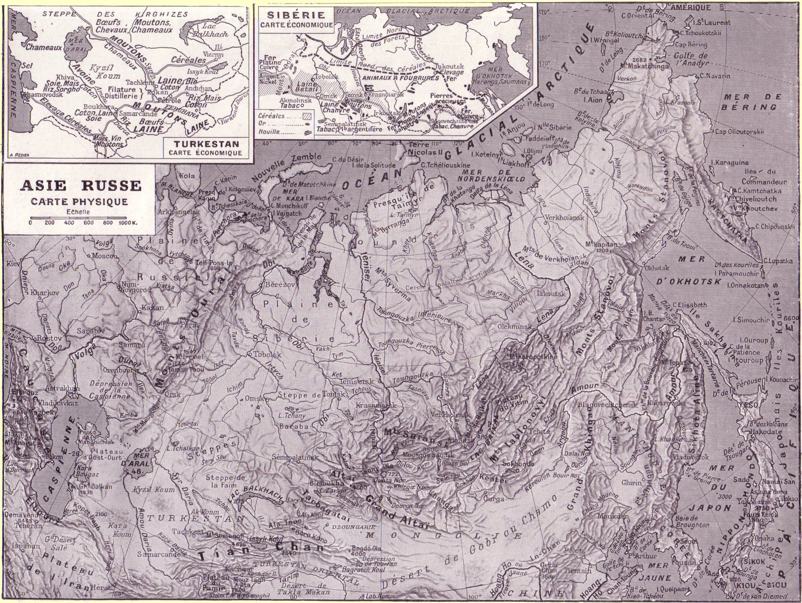 carte de la Sibérie, du Turkestan et de l'Asie Orientale.