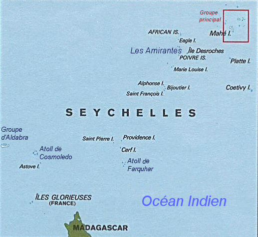 Carte des Seychelles.