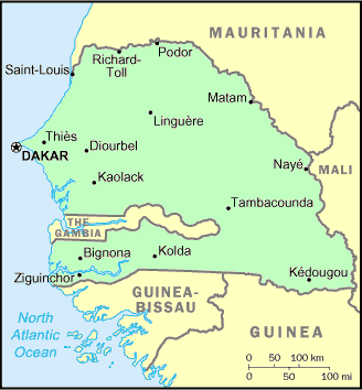 Carte du Sénégal.