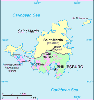 Carte de Sint Maarten (Saint-Martin).