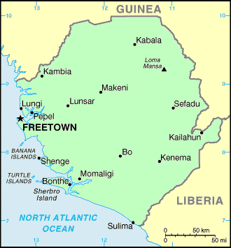 Carte de la Sierra Leone.
