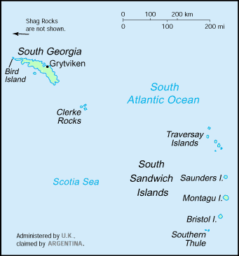 Cartes des Iles Sandwich du Sud et de la Géorgie du Sud.