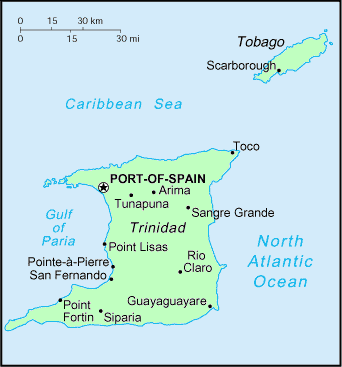 Carte de Trinidad et Tobago.