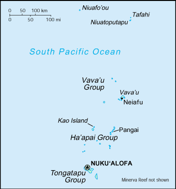 Carte des îles Tonga.